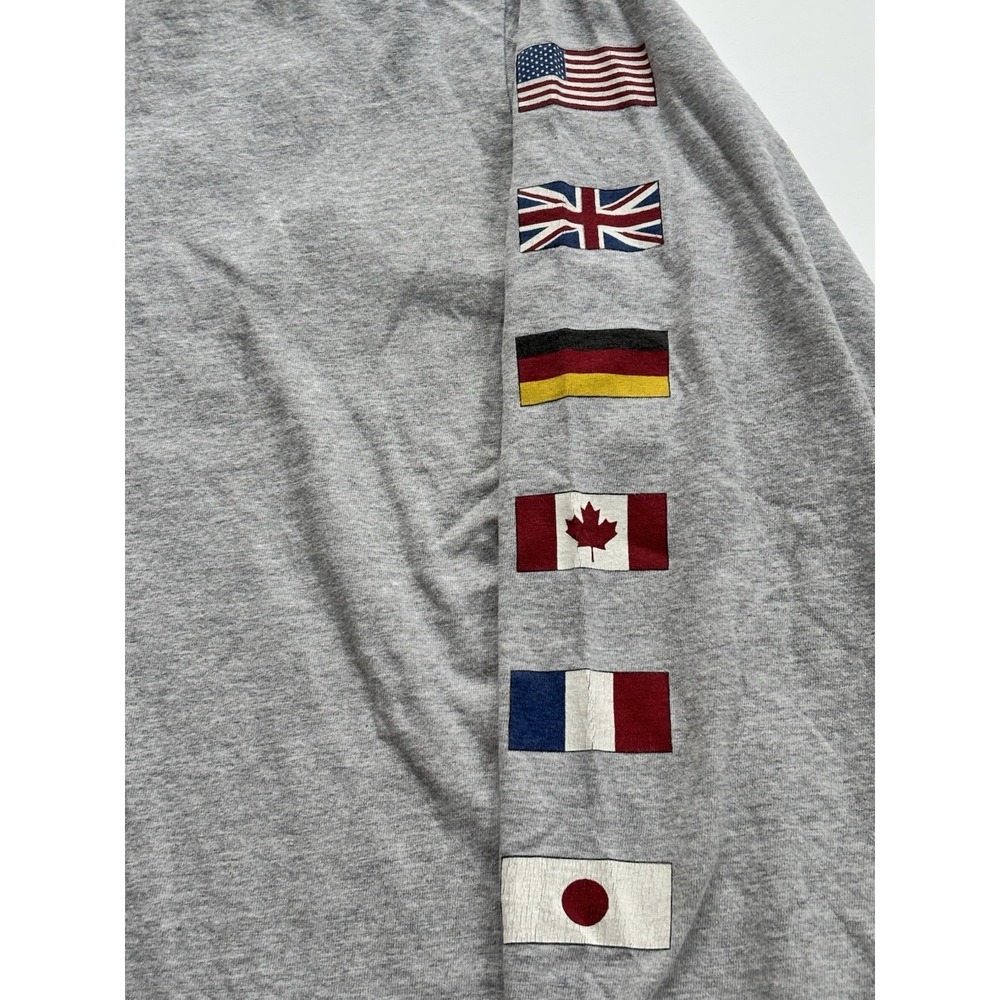 Vintage 90s/2000s Y2K Gap Worldwide Flags Long Sleeve Gray Men's T-Shirt Size XL - Picture 2 of 8